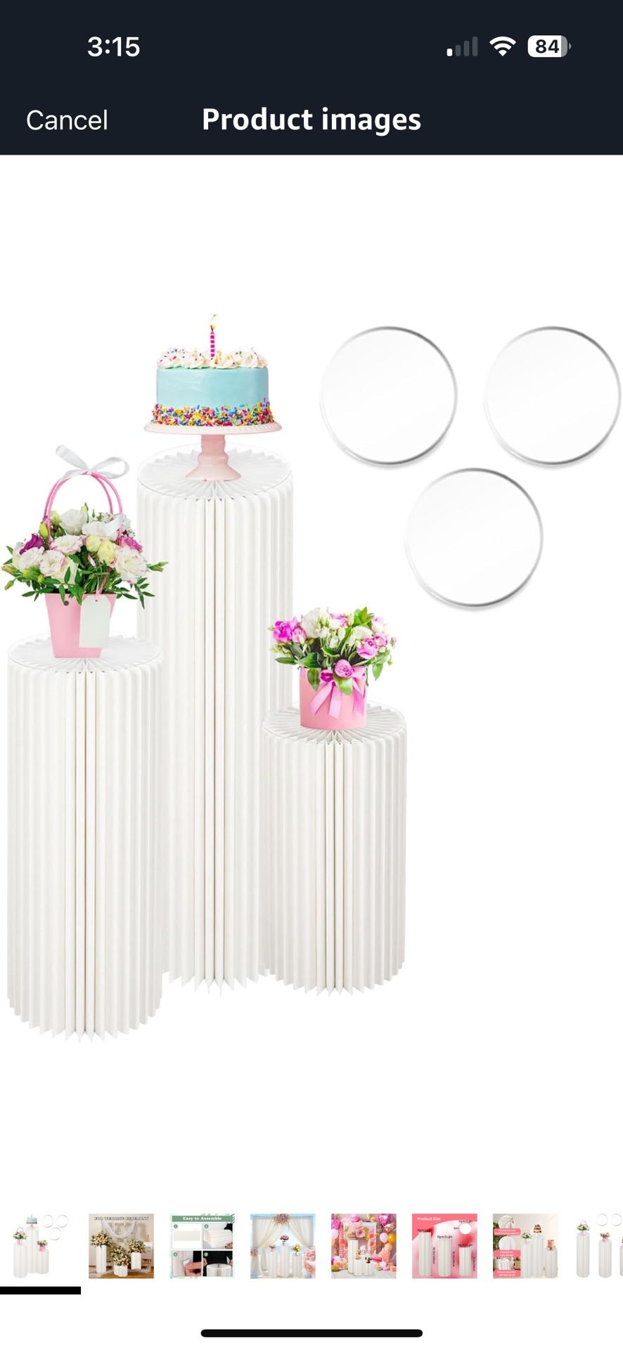 Cylinder Stands for Parties with Acrylic Disc