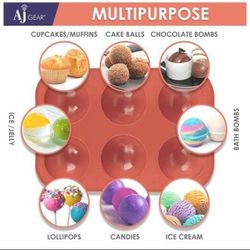 Semi Sphere Silicone Mold |Chocolate Molds & Candy Molds - 182 Pc Baking Set - 6 Hole Semicircle Dome Sphere Molds for Food, Cake Ball, Cupcake, Exten