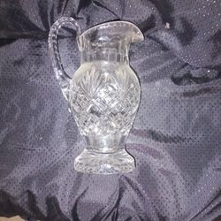 Vintage Crystal Pitcher w/ Pineapple Diamond Design – Heavy and Tall 