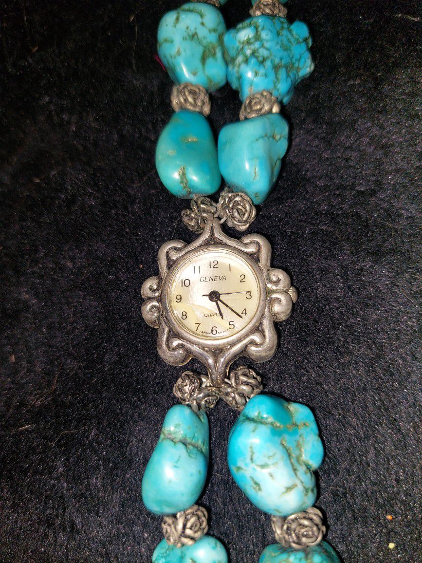 Heavy Lady's Turquoise Silver Watch $25 OBO 