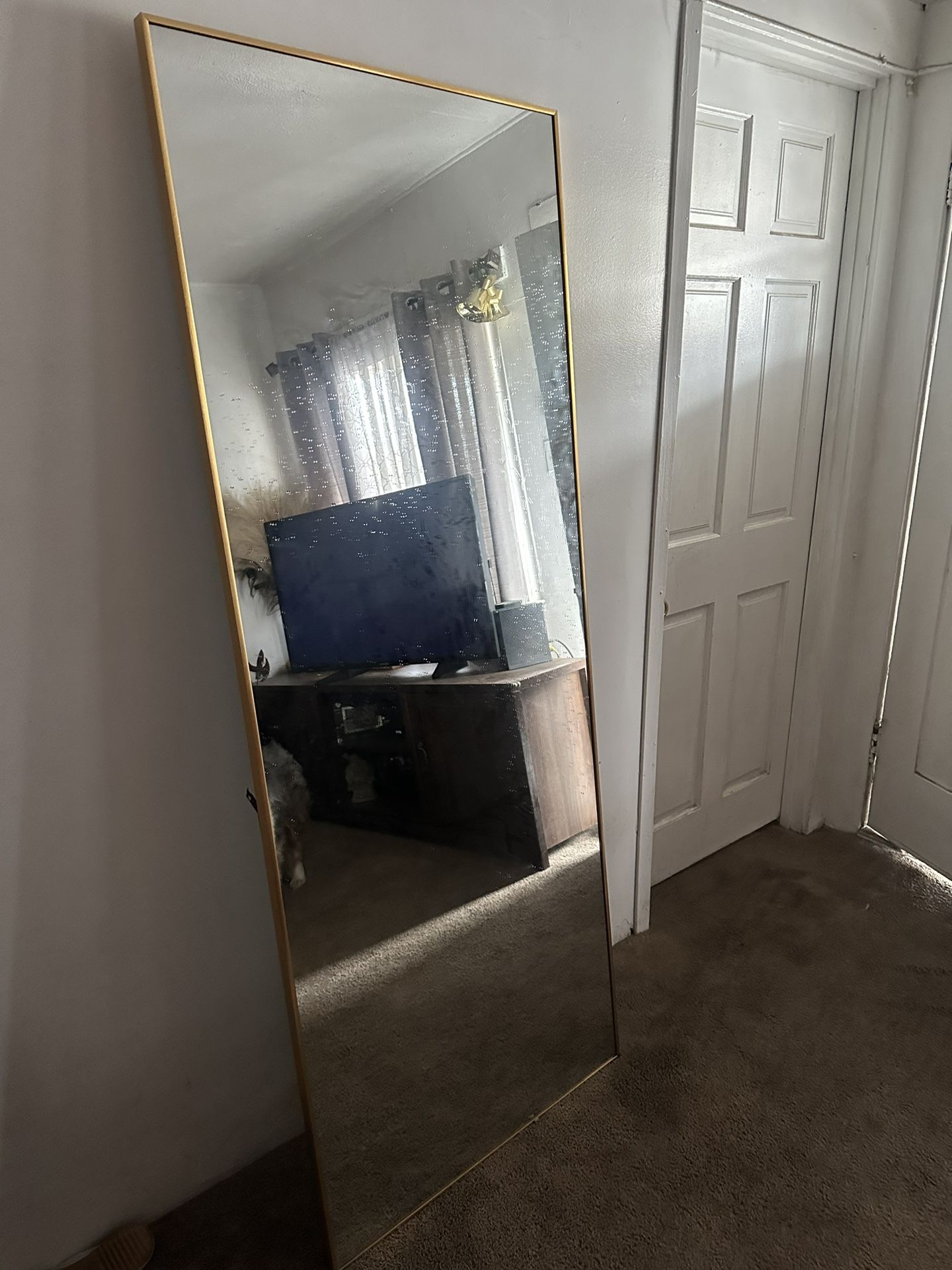 Full Body Mirror With Little Stand In Back