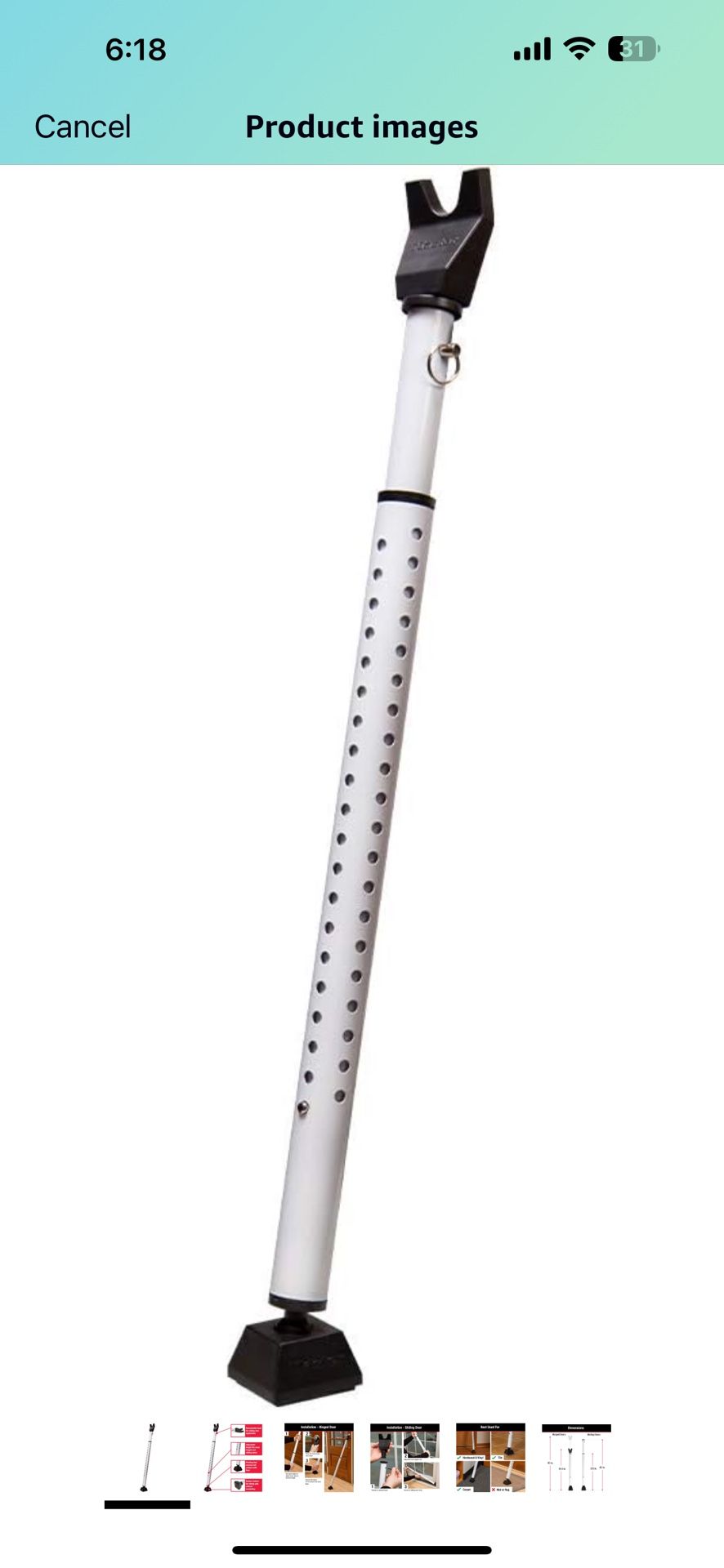 Master Lock Door Security Bar, Angled Home Security Door Stopper for Front Door