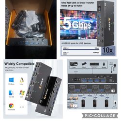 8K Displayport KVM Switch 2 Monitors KCEVE