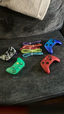 Xbox one controllers + 10FT charger cable WIRED Camouflage blue red green gold series s x console
