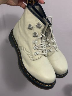 Dr. Martens Cream Leather Lace-Up Ankle Boots