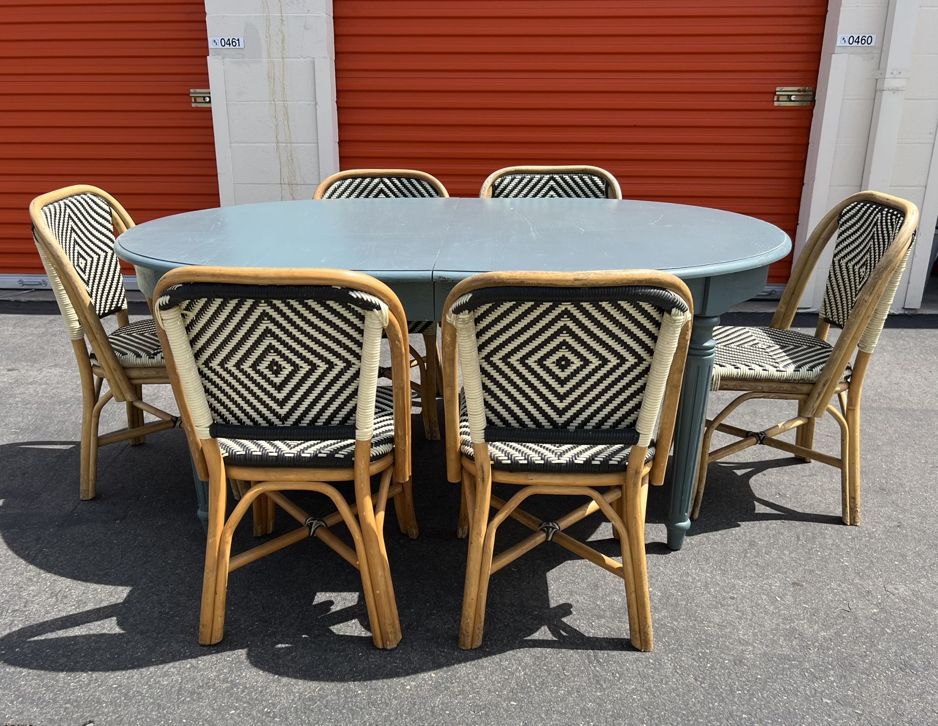 Boho Style Dining Set w Oval Farmhouse Country Shabby Chic