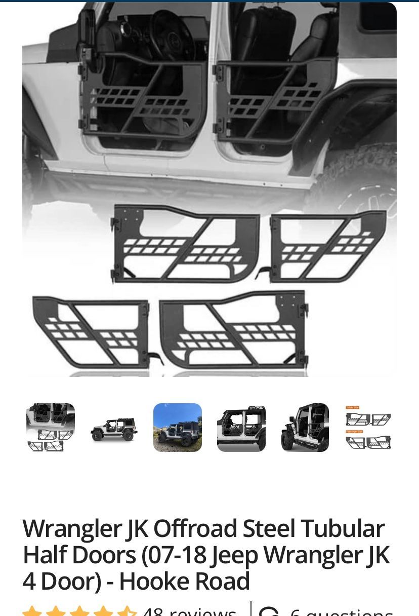 Wrangler JK Offroad Steel Tubular Doors (07-18 Jeep Wrangler JK 4 doors ) Hooke Road JUST REAR