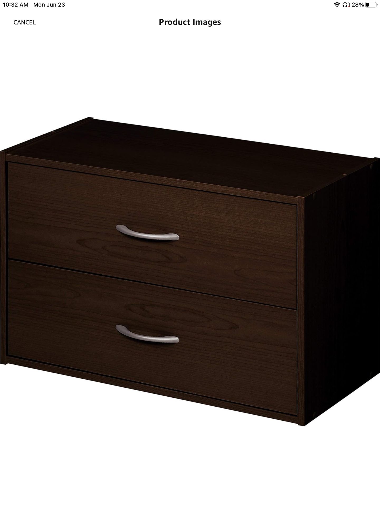 ClosetMaid 2 Tier Stackable Wooden Drawer Storage Organizer With Handles