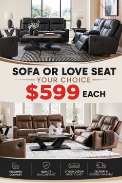 🔥 Reclining Sofa OR Reclining Loveseat – ONLY $599 EACH! 🔥