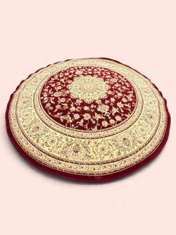 Brand New 7'9" Burgundy Round Area Rug