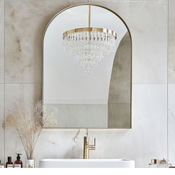 Bathroom Cabinet with Mirror, 36"x24" Arched Recessed Bathroom Medicine Cabinet with Beveled Mirror, Wall Cabinet with Mirror Aluminum Frame,