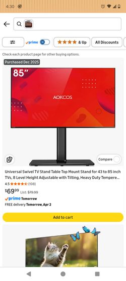 Adjustable t.v stand 43"+ plus