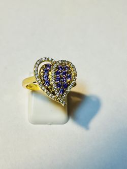 STERLING SILVER.925 STAMPED GP AMETHYST RING