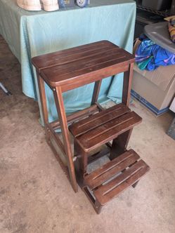 Vintage folding wooden step stool
