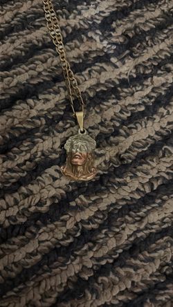 Gold-Tone Jesus Face Pendant Necklace