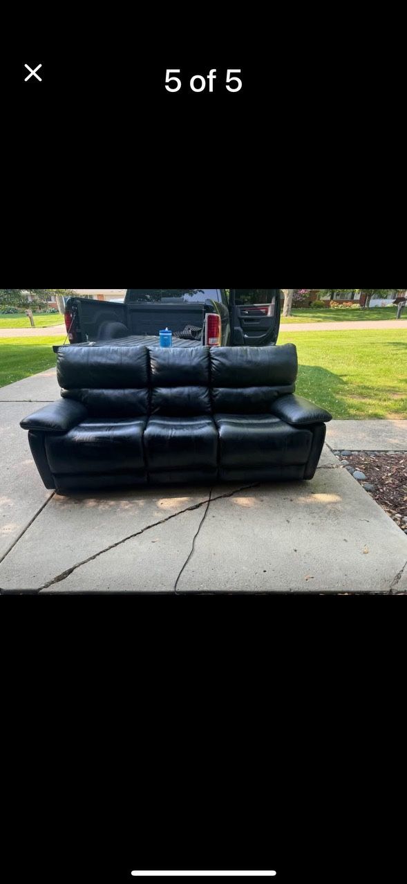 Black Leather Electric Recliner Sofa