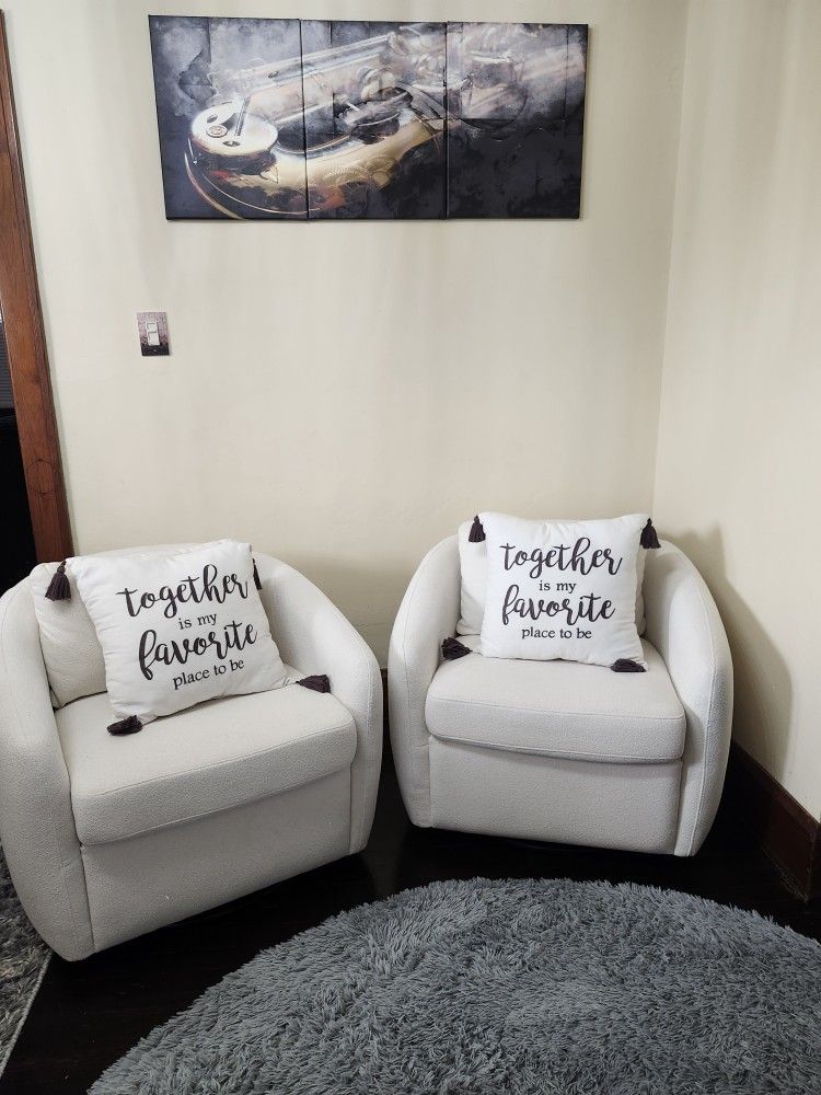 Off White Swivel Chair 2pcs