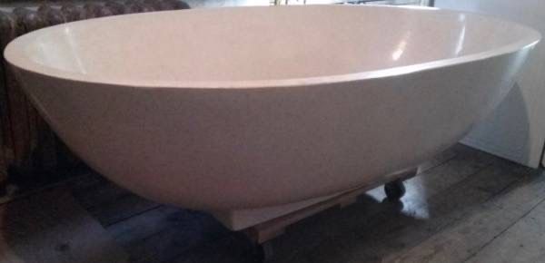 Terrazzo Stone Large Oval Shaped Pedestal Soak Bathtub