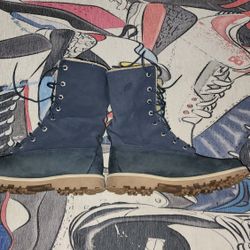 Timberland Big Kids' Boot Fold Down Blue TB01690A Size 4.5Y, Youth, Juniors