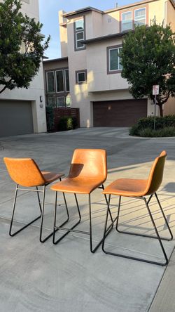 Set of 3 Faux Leather Dining Chairs