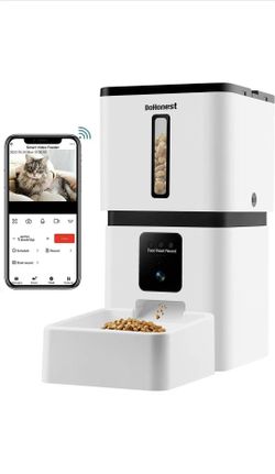 Automatic Pets  Feeders with Camera, 8L Smart 5G WiFi Dog Feeder 1080P HD Video Night Vision 2-Way Audio APP Control