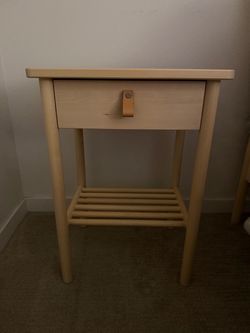 x2 BJÖRKSNÄS (IKEA) Birch Nightstand with Drawer and Shelf