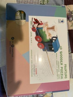 3D Wooden Puzzle – DIY Locomotive Painting Kit