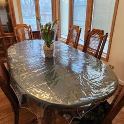 Full Dining Room Set: Dish Hutch, Dining Room Table, 6 Chairs, Small Buffet