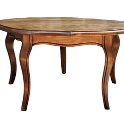 Old Vintage Queen Anne Style Round Coffee Table Unique 5 Legs