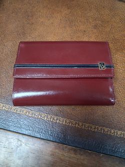 Red Patent Leather Trifold Wallet