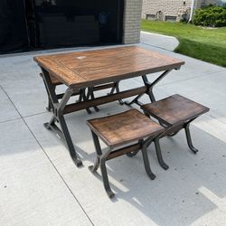 Farm-style Table With Stool Chairs
