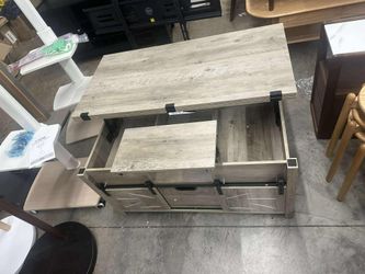 40" Farmhouse Lift Top Coffee Table with Sliding Barn Door,4 in 1 Multi-Function Coffee Tables(grey)