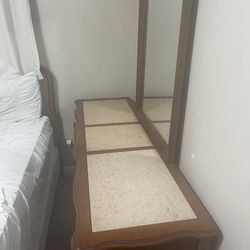 Dresser With Mirror + Nightstand + Shelf 
