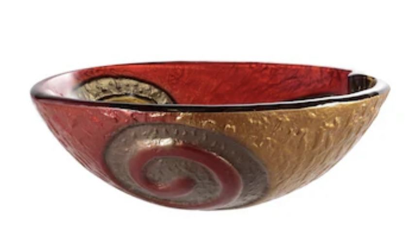 Kraus Copper Snake Tempered Glass Above Counter Round Bathroom Sink (17-in x 17-in) Model #GV-620-17MM