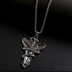Titanium Steel Black Mamba Snake Pendant Necklace