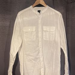 H&M Dress White Collarless Shirt