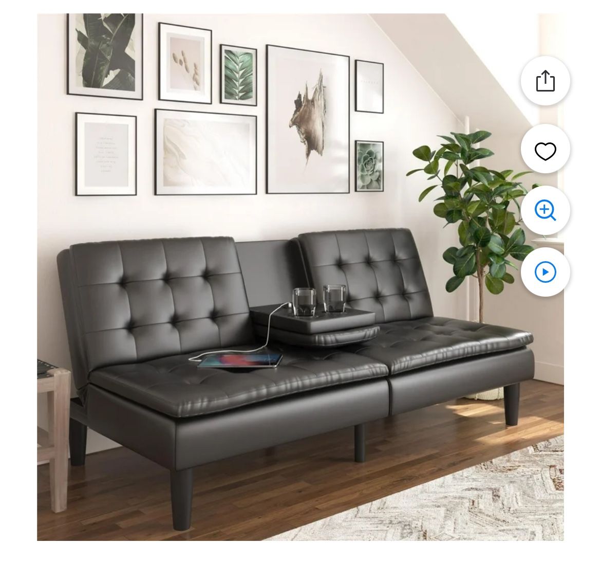 Mainstay Memory Foam Futon With Cup holders And USB Charger