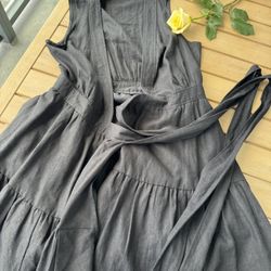 Linen Black Dress S Size