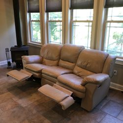 Italian Leather Wall Hugging Sofa