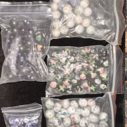 Vintage Chinese Hand Painted Porcelain  Beads