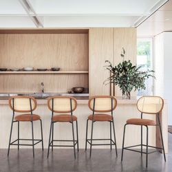 Red Brown Leather Barstool Set Of 4 