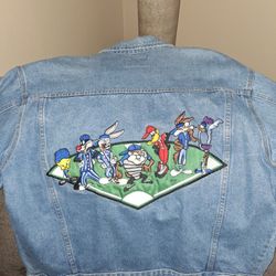 1990 Embroided Looney Toon Jean Jacket Xl The Front Has Jill On It But Can Be Patched Ove It It's A Super Great Jacket Collector's item