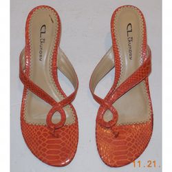 CL By Laundry Orange Snake Skin Heels Sz 9M