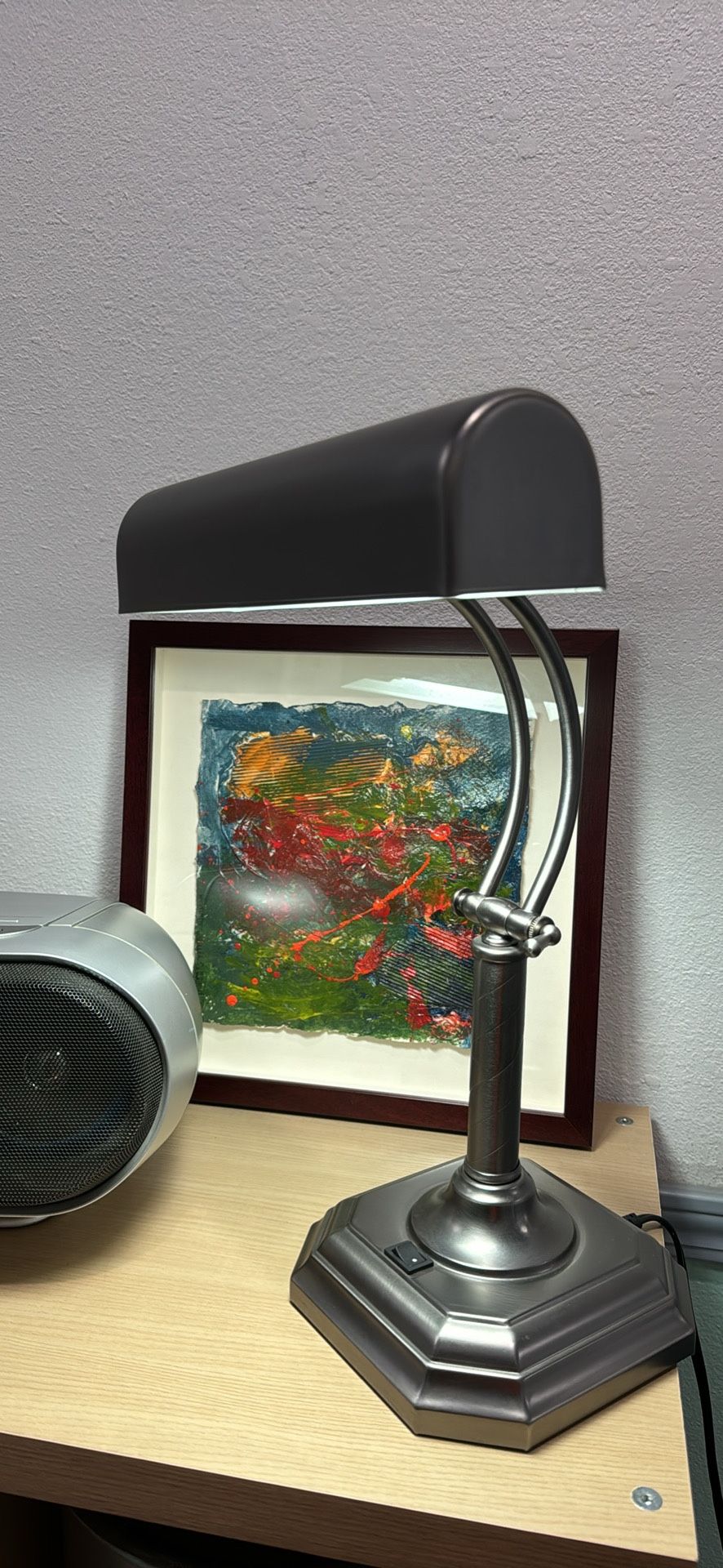 Vintage Ott-lite Desk Lamp Silver Metal- Brushed Nickel Finish-Adjustable
