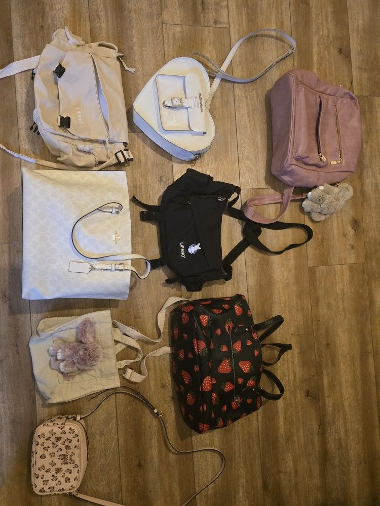 Hand Bags, Four Coach, One Dr Martens.