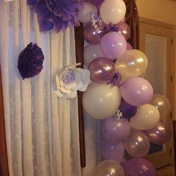 Paper flowers and balloons decoration