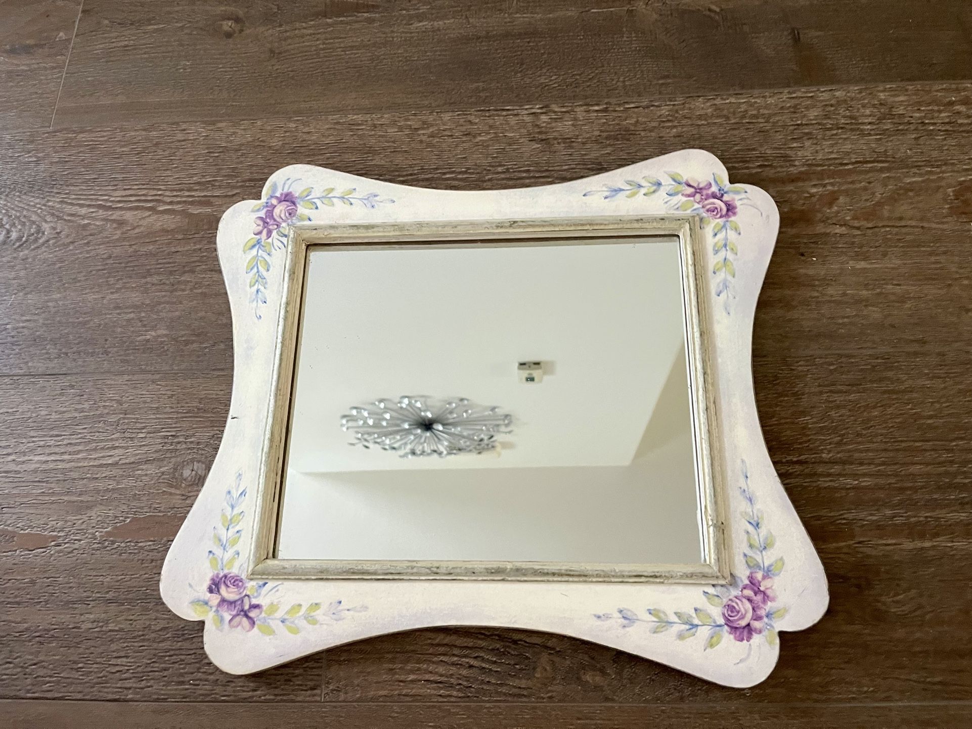 Floral Cream and Purple Wall Mirror