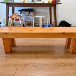 【Handmade Extra-Thick Solid Wood Stool】Moving Clearance Sale! A heavyweight statement piece! Super practical dimensions: 56 inches (L) x 12 inches (W)