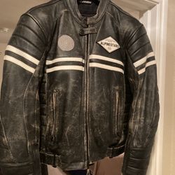 ALPINESTARS BLACK LEATHER MOTORCYCLE BIKE JACKET - LIKE NEW MINT CONDITION 