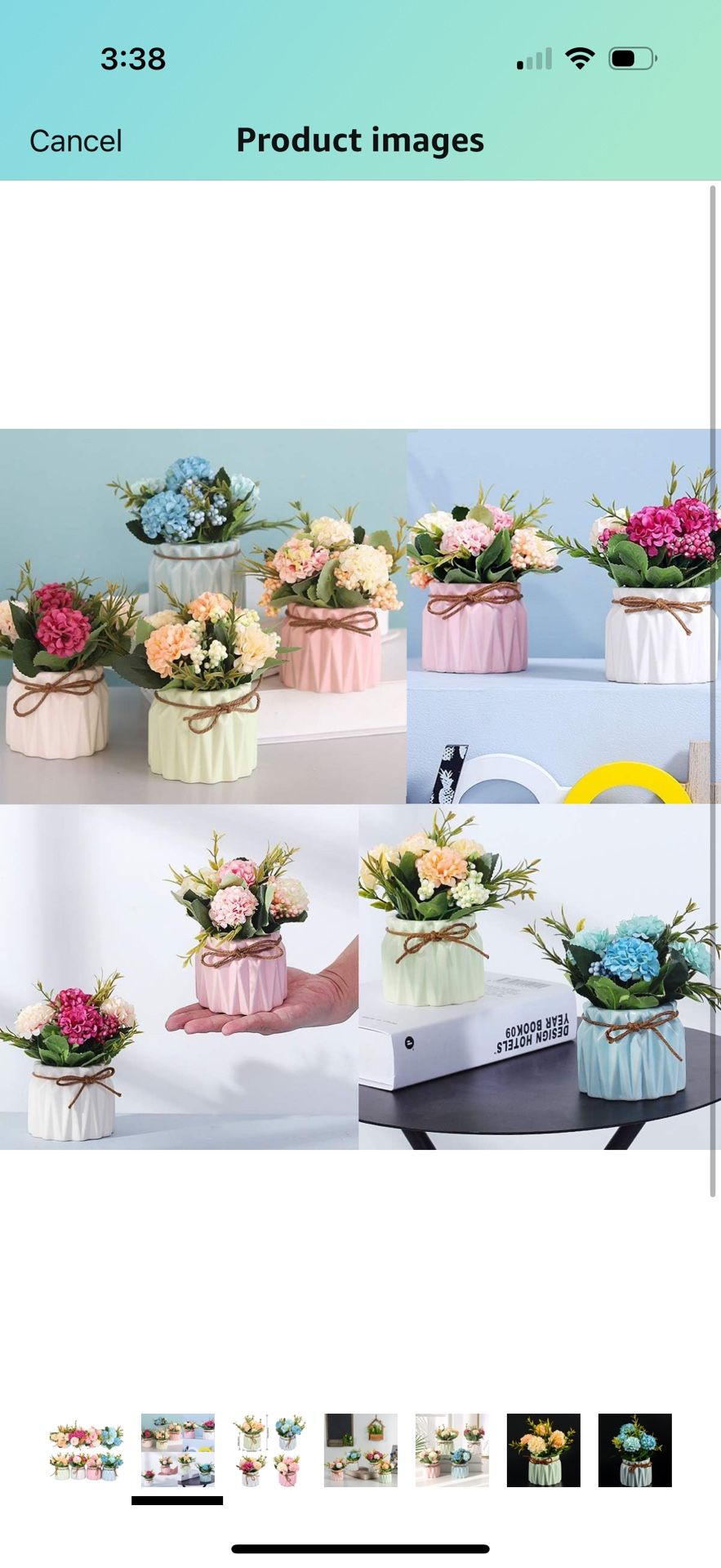 Artificial Flower Plants – Mini Fake Hydrangea Flowers in Pot for Home Decor Party Wedding Office Patio Table Desk Decoration, Set of 4, 3.3''(D) x 5.